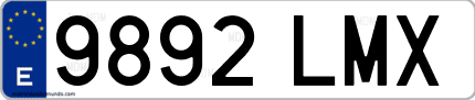 Ejemplo de matrícula de coche ordinaria 9892 LMX