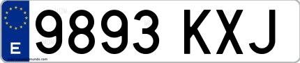 Ejemplo de matrícula española 9893 KXJ