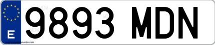 Ejemplo de matrícula española 9893 MDN
