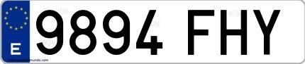 Ejemplo de matrícula española 9894 FHY