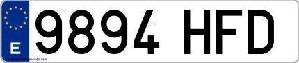 Ejemplo de matrícula española 9894 HFD