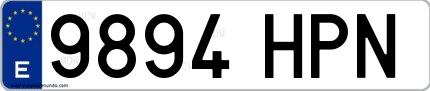 Ejemplo de matrícula española 9894 HPN