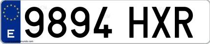 Ejemplo de matrícula española 9894 HXR