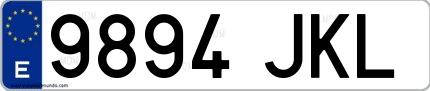Ejemplo de matrícula española 9894 JKL