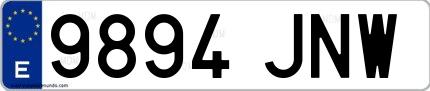 Ejemplo de matrícula española 9894 JNW