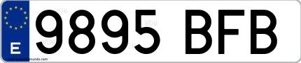 Ejemplo de matrícula española 9895 BFB