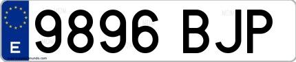 Ejemplo de matrícula española 9896 BJP