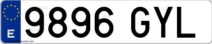 Ejemplo de matrícula española 9896 GYL