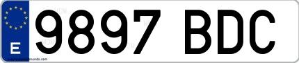 Ejemplo de matrícula española 9897 BDC