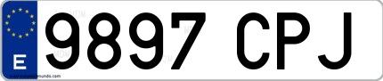 Ejemplo de matrícula española 9897 CPJ