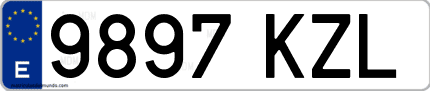 Ejemplo de matrícula de coche ordinaria 9897 KZL