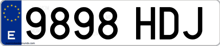 Ejemplo de matrícula de coche ordinaria 9898 HDJ