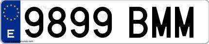 Ejemplo de matrícula española 9899 BMM