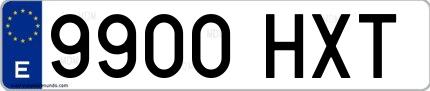 Ejemplo de matrícula española 9900 HXT