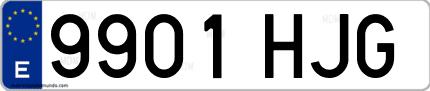 Ejemplo de matrícula de coche ordinaria 9901 HJG
