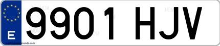 Ejemplo de matrícula española 9901 HJV