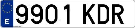 Ejemplo de matrícula española 9901 KDR
