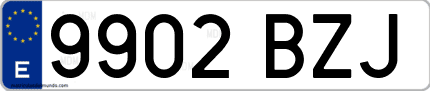 Ejemplo de matrícula de coche ordinaria 9902 BZJ