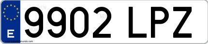 Ejemplo de matrícula española 9902 LPZ