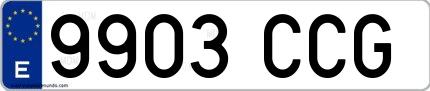 Ejemplo de matrícula española 9903 CCG