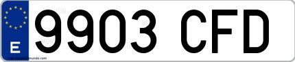 Ejemplo de matrícula española 9903 CFD