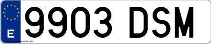 Ejemplo de matrícula española 9903 DSM