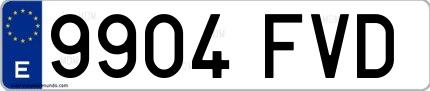 Ejemplo de matrícula española 9904 FVD