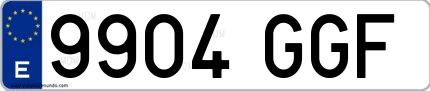 Ejemplo de matrícula española 9904 GGF