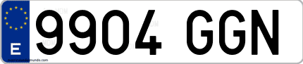Ejemplo de matrícula de coche ordinaria 9904 GGN