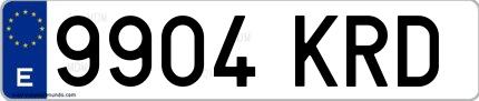 Ejemplo de matrícula española 9904 KRD