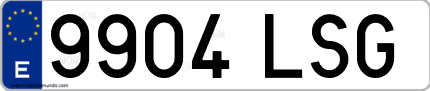 Ejemplo de matrícula de coche ordinaria 9904 LSG
