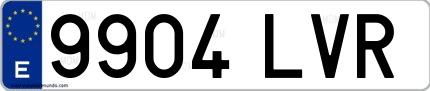 Ejemplo de matrícula española 9904 LVR