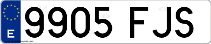 Ejemplo de matrícula de coche ordinaria 9905 FJS