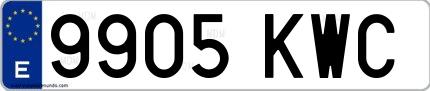 Ejemplo de matrícula española 9905 KWC