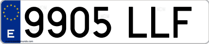 Ejemplo de matrícula de coche ordinaria 9905 LLF