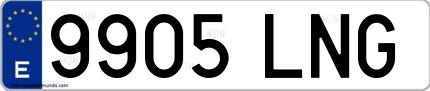Ejemplo de matrícula española 9905 LNG