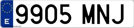 Ejemplo de matrícula española 9905 MNJ