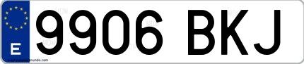 Ejemplo de matrícula española 9906 BKJ