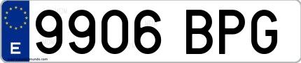 Ejemplo de matrícula española 9906 BPG