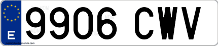 Ejemplo de matrícula de coche ordinaria 9906 CWV