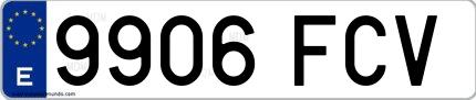 Ejemplo de matrícula española 9906 FCV