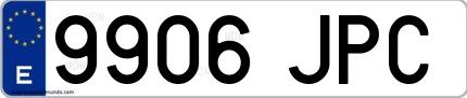 Ejemplo de matrícula española 9906 JPC