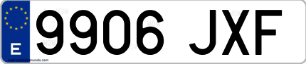 Ejemplo de matrícula de coche ordinaria 9906 JXF