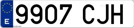 Ejemplo de matrícula española 9907 CJH