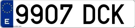 Ejemplo de matrícula española 9907 DCK