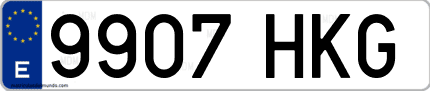Ejemplo de matrícula de coche ordinaria 9907 HKG
