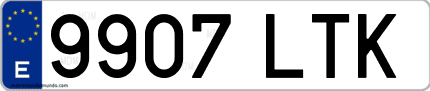 Ejemplo de matrícula de coche ordinaria 9907 LTK
