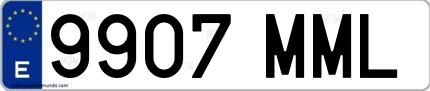 Ejemplo de matrícula española 9907 MML