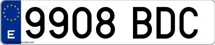 Ejemplo de matrícula española 9908 BDC