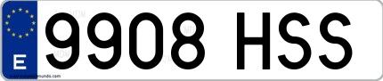 Ejemplo de matrícula española 9908 HSS